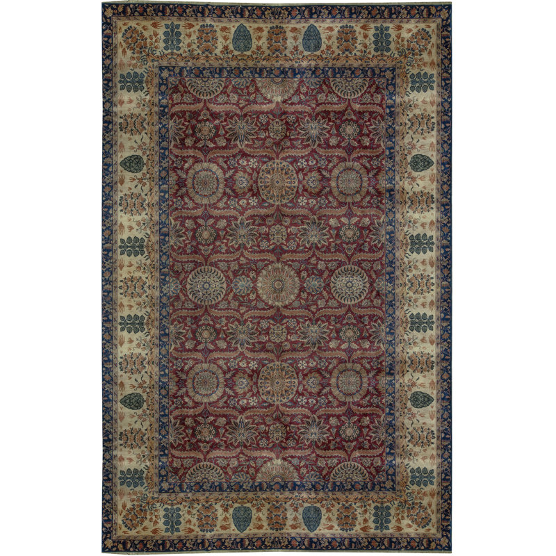 Tapis rouge et or de haute qualité noué à la main