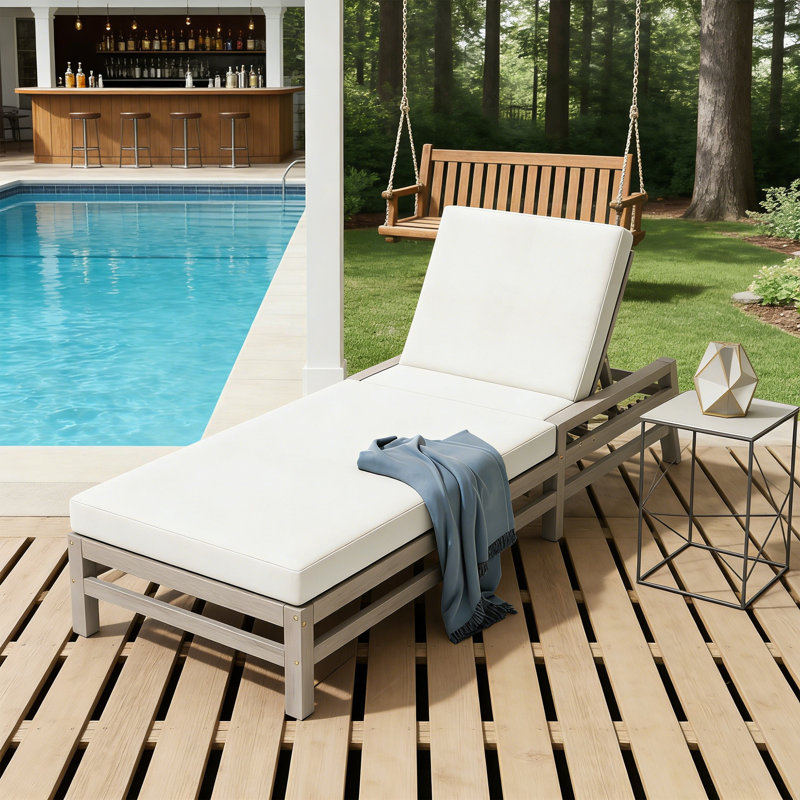 Chaise longue d'extérieur inclinable avec coussin, Gris