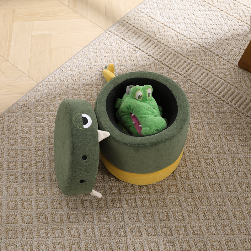 Adorable Dinosaur Storage Stool With Removable Lid, Tail & Spikes - Kids' Playroom Chair, Green