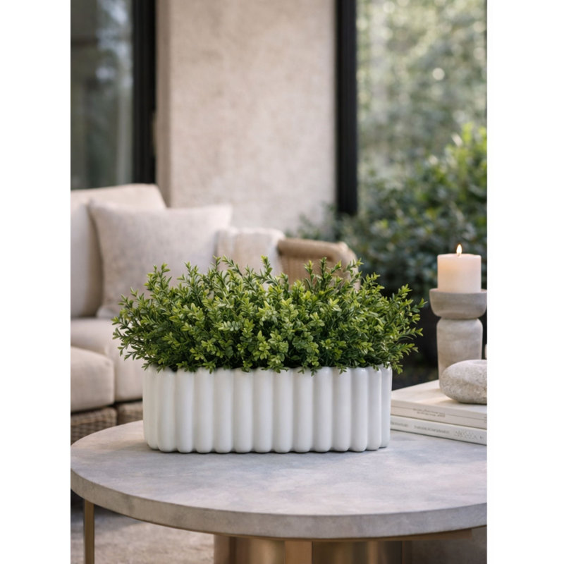Faux Greenery Arangement in White Planter