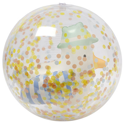 Sunnylife: ballon de plage gonflable 3D - Sid The Seagull Stripe - balle de 13 po, personnage et jeu de confettis en mouvement, piscine-eau-jeu extérieur