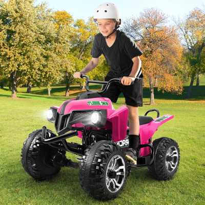 24V 2-Seater Kids Atv, 4Wd Electric Ride On Car With Steel Frame And 4X100W Motors, Ride On Toy For Kids 3-10 Years With Bluetooth, Music, Led Lights