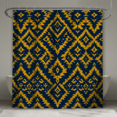 Rideaux de douche jaunes à motif géométrique très longs