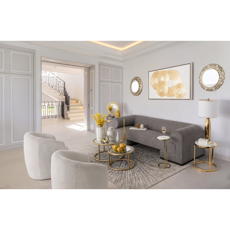 Fauteuil demi-tonneau enveloppant, Mélange de lin ivoire / beige