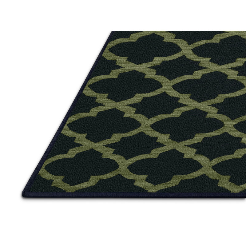 Tapis bleu en treillis lavable à la machine, Carré 4 pi