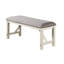 Banc de style moderne pour salle à manger avec tissu gris et structure blanche, lignes de rembourrage,