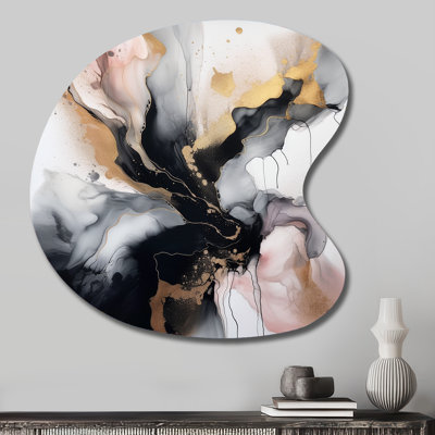 Holladay - marbre, art mural asymétrique en métal, reproduction d'art en forme unique rose