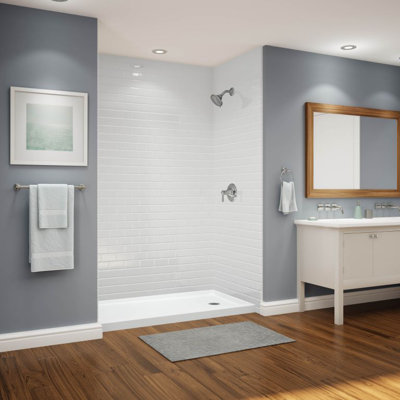 Subway Tile White Acrylic Alcove Shower Walls