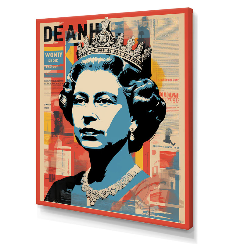 «Royal Remix Queen Elizabeth Popart I», art mural magazines, Toile tendue, H 32 po x l 24 po x P 1 po