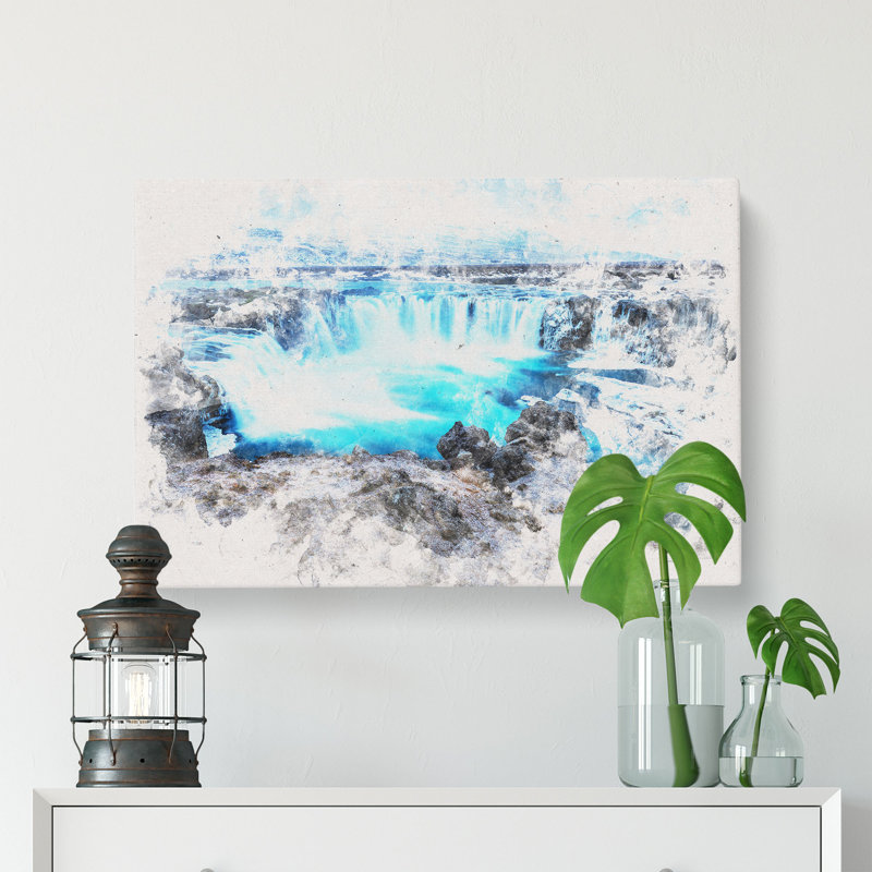 Godafoss Waterfall In Iceland - Wrapped Canvas, 40cm H x 60cm W x 4cm D