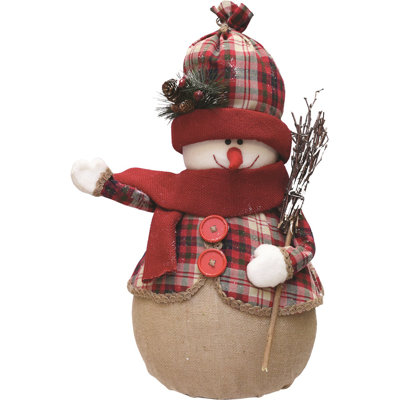 Figurine de Noël 22 po rouge et brun avec balai