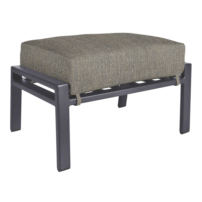 Aris Rectangle Outdoor Ottoman Patio Ottoman, Muscle Beach Grey, Graphite