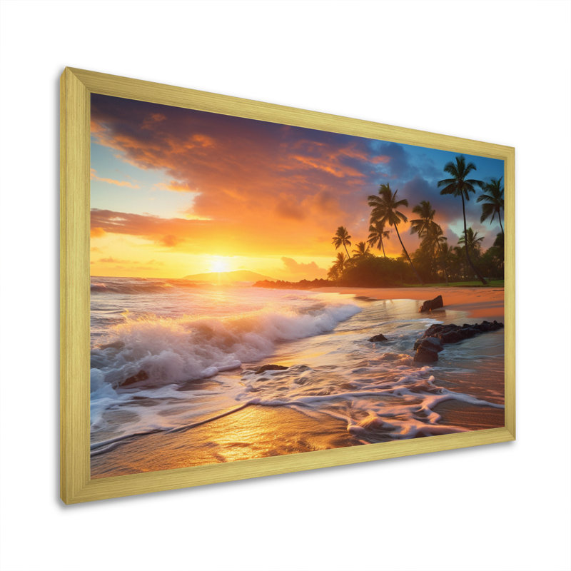 Photo de plage Sunset Serenade X, H 34 po x l 44 po x P 1,5 po, Cadre doré à une seule photo