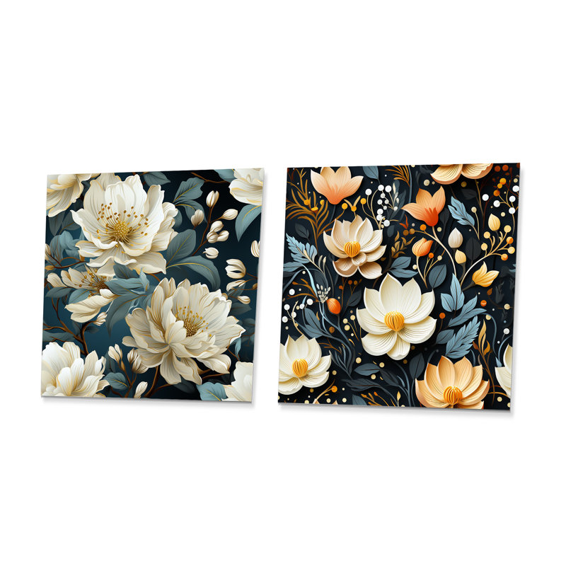 Dejardins - Ensemble de 2 carrés à motif floral en métal, H 36 po x l 72 po