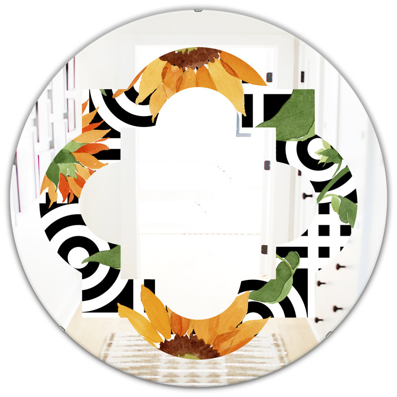 Miroir mural Quatrefoil Glam, H 23,6 po x l 23,6 po, Quatrefoil floral botanique II