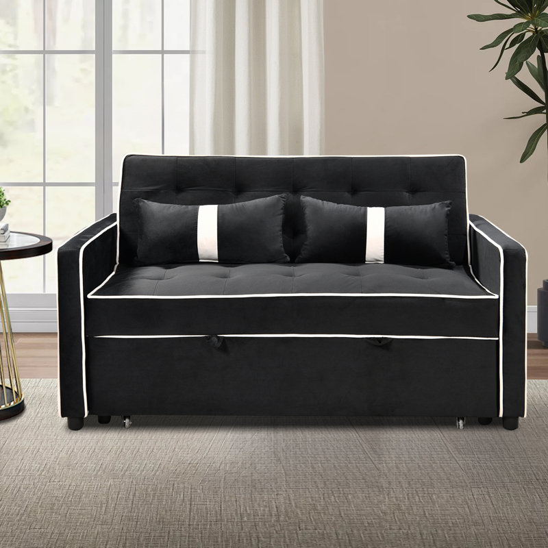 Canapé-lit convertible moderne en velours avec rangement, Gris