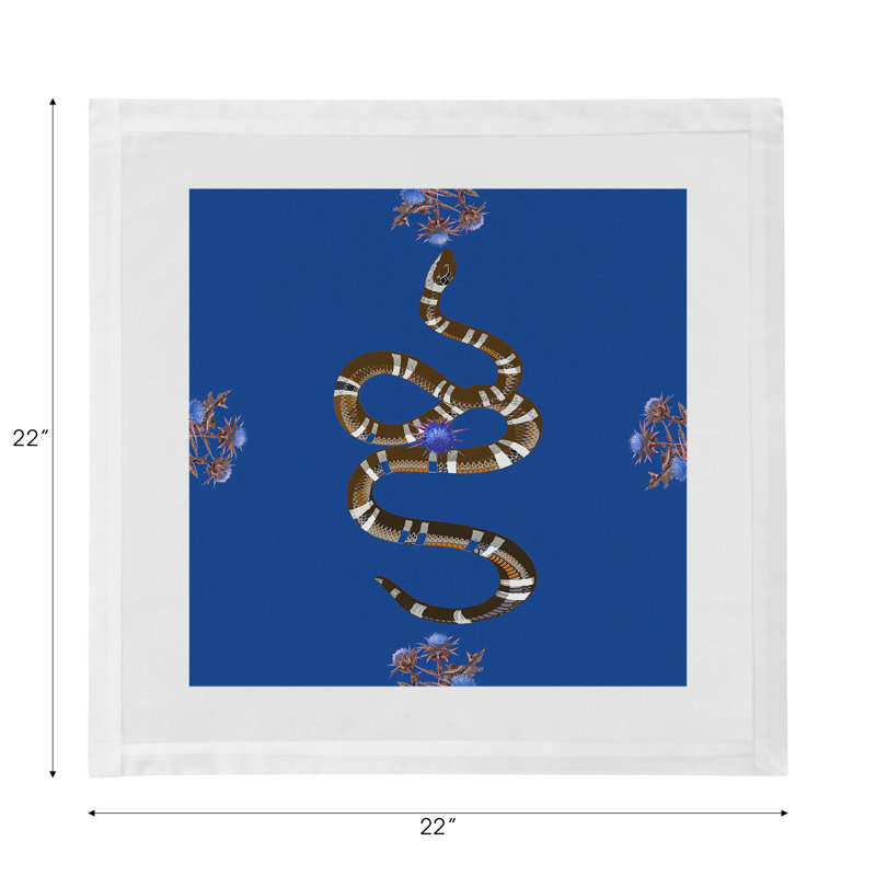 Thistle And Snake Cotton Sateen Dinner Napkins, Blue