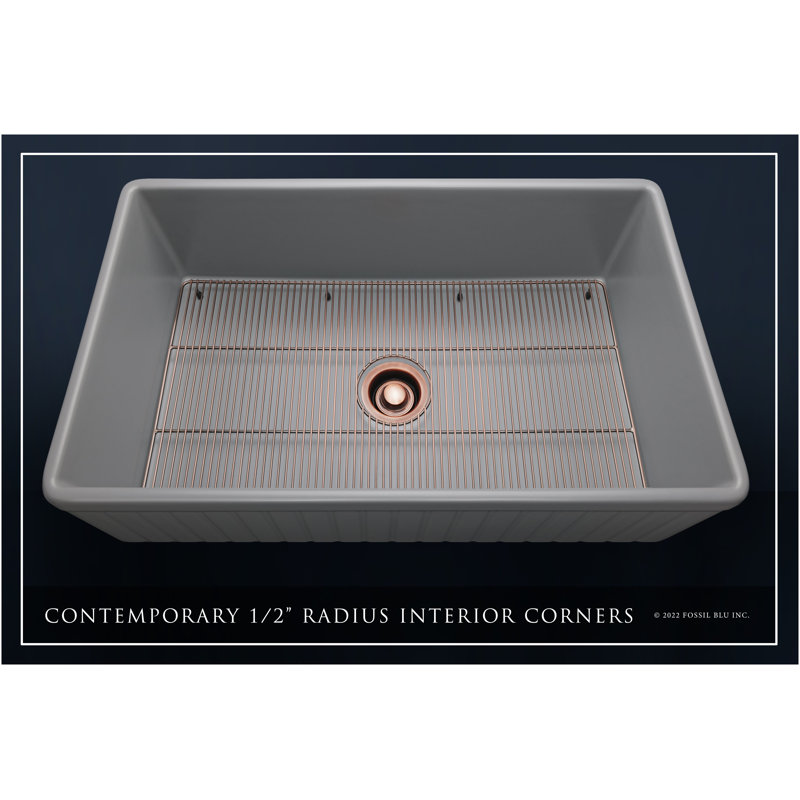 Luxury Solid Fireclay Farmhouse Sink, Antique Copper Accessories