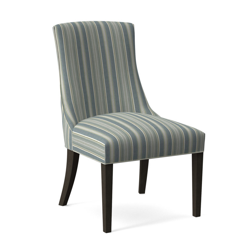 Chaise de salle à manger Tuxedo, Rayures vertes et bleues 0252-54, Finition saule