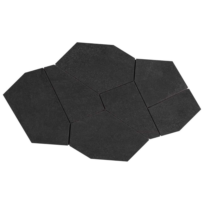 Era 12x20 Organic Pattern Matte Limestone Look Porcelain Mosaic Tile, Charcoal Black