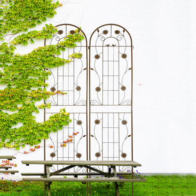 Ensemble de treillis de jardin en métal avec décorations d'oiseaux et de fleurs