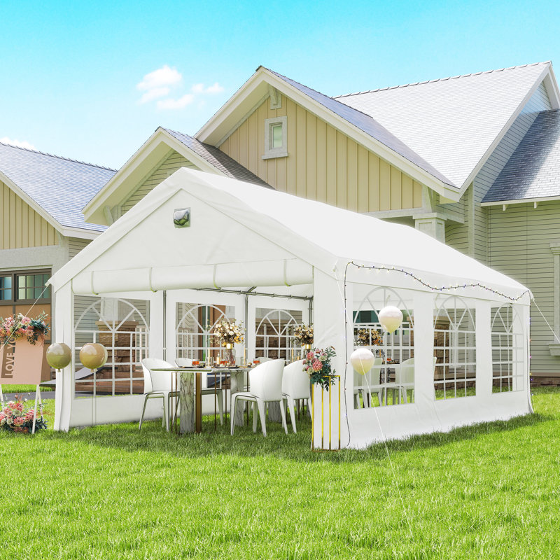 Tente de réception 20 'x 13', pavillon de jardin robuste avec fenêtres, blanc