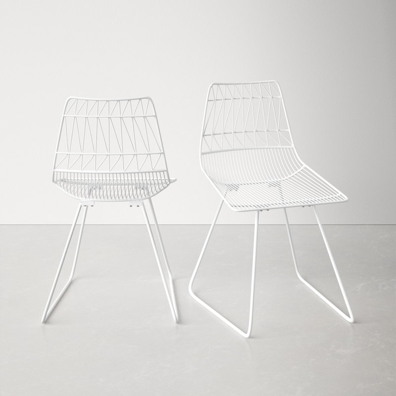 Samir Metal Cross Back Side Chair in White