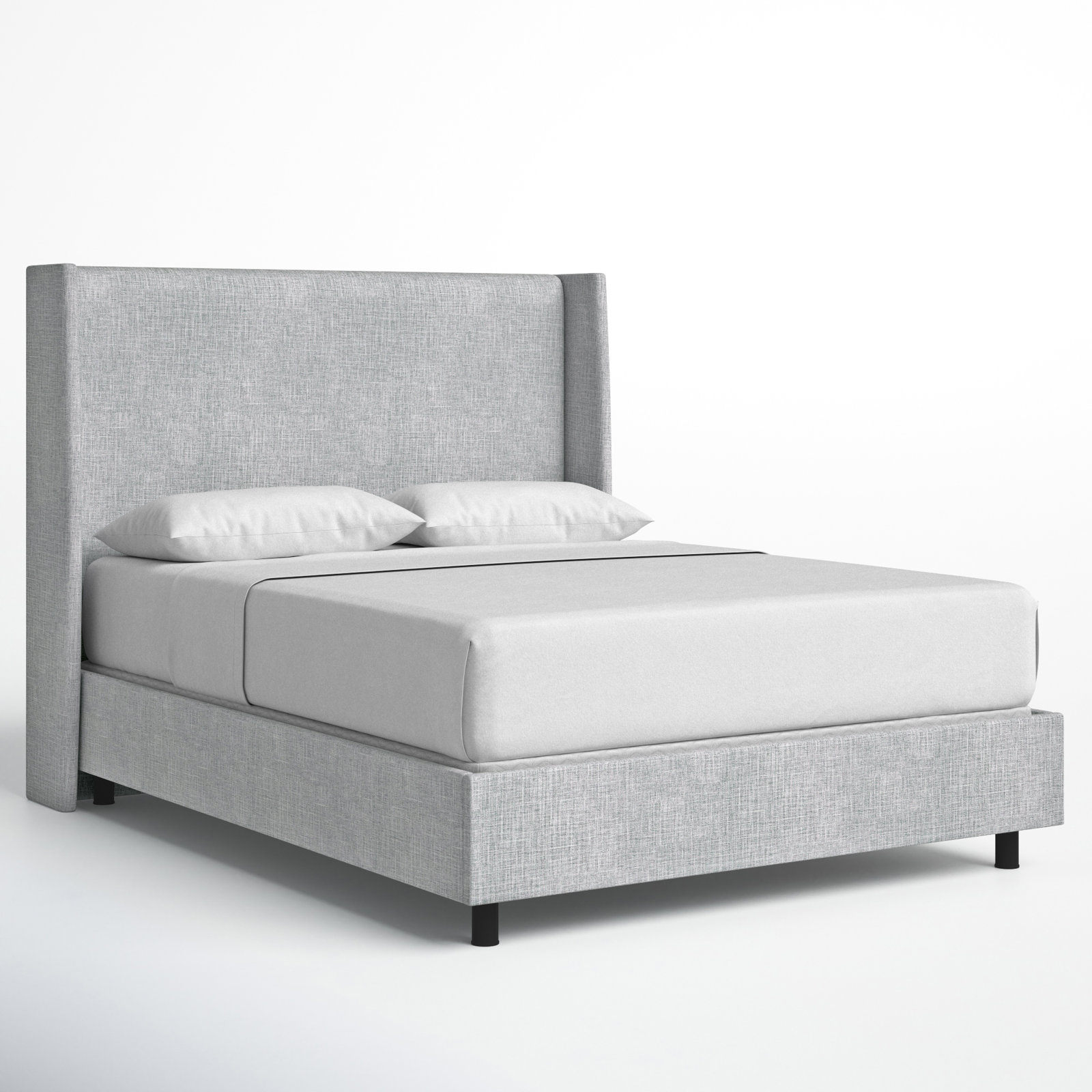 Tilly Linen Upholstered Wingback Bed, Queen, Zuma Pumice Textured Linen