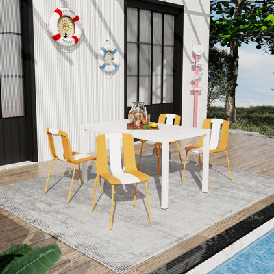 Ensemble de 4 chaises de salle à manger confortables, en PP et en métal, pour l'intérieur et l'extérieur
