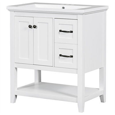 Fevzie 30.00'' Single Bathroom Vanity with Ceramic Top