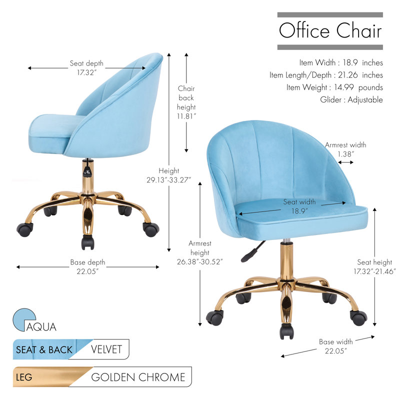 Chaise de travail Lainey, Aigue-marine