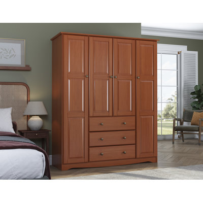 Mcclintock Musman Family 100% Solid Wood 4-door Wardrobe Armoire with Metal Knobs