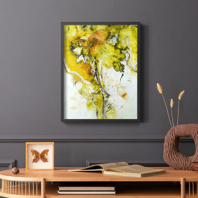Golden Foliage II, reproduction encadrée - bois massif, H 28 po x l 22 po, Noir