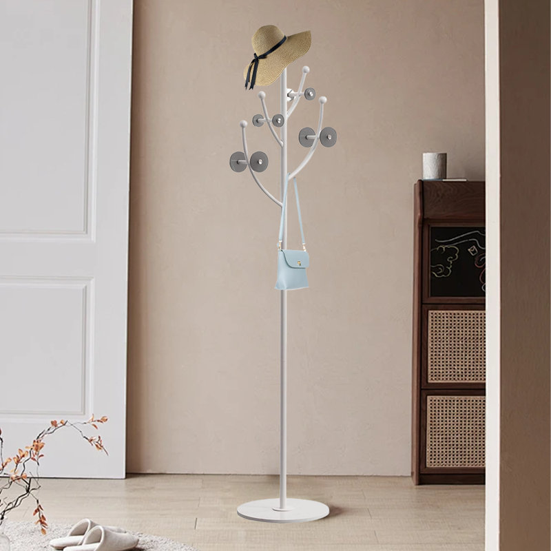 Coat Rack Freestanding With Marble Base, White