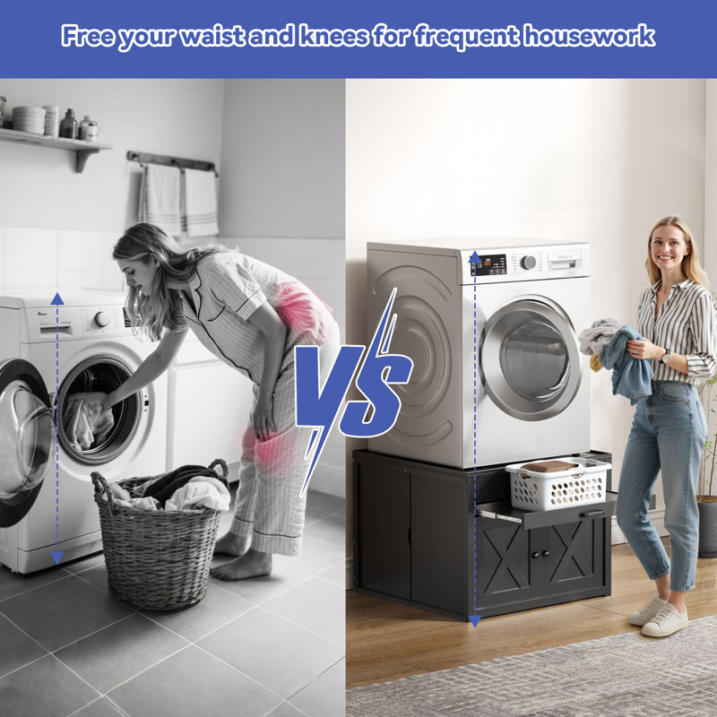 Universal Washer Dryer Pedestal with Storage, Heavy-Duty Washing Machine Stand, 800 lb Capacity