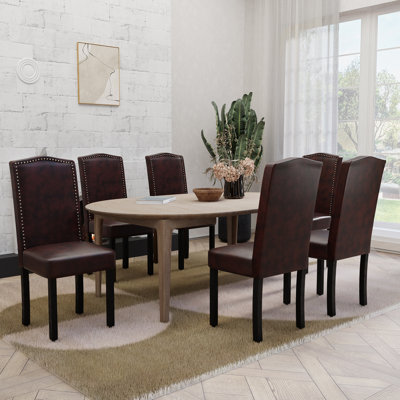 Nailhead Solid Wood Leg Dining Chair (Set Of 6)