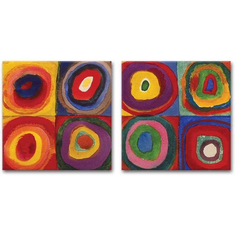 «Mid Century Shape Abstract Circles», ensemble de 2 reproductions sur toiles tendues, H 16 po x l 32 po x P 1,5 po