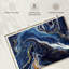 Suminagashi doré et bleu marine - reproduction sur toile tendue-1963774790