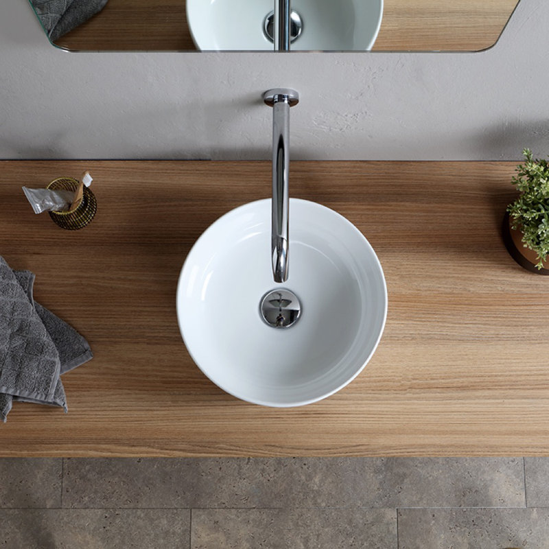 Scarabeo By Nameeks 13'' Glossy White Ceramic Circular Bathroom Sink