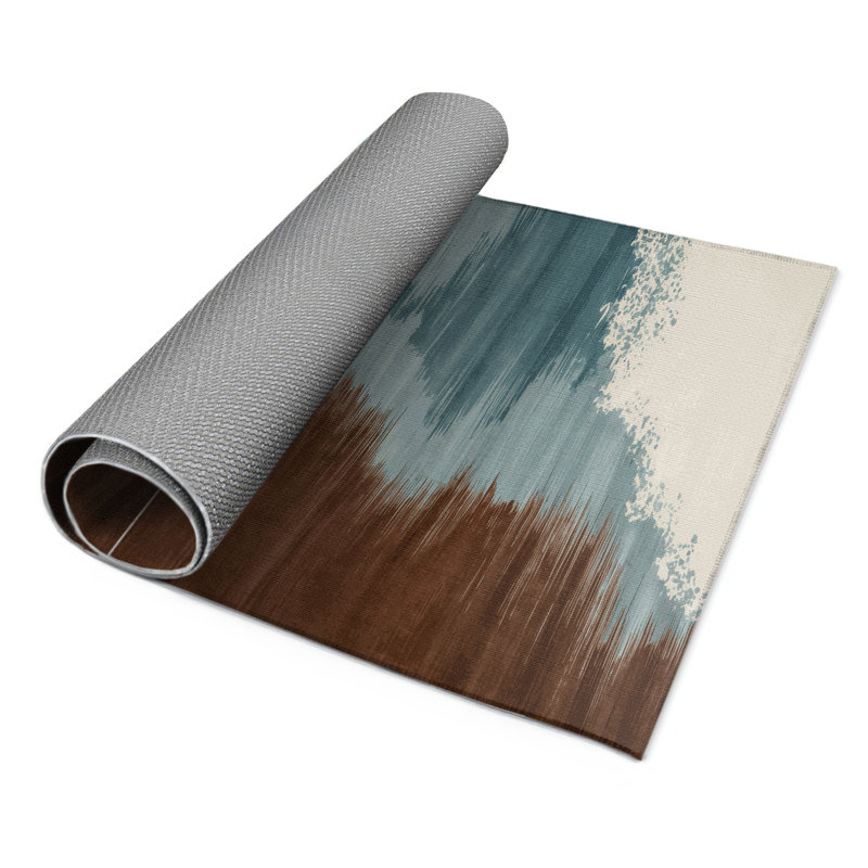 Tapis intérieur et extérieur brun Watercolor, Rectangulaire 3 pi x 5 pi