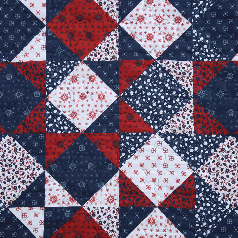 Wrangler Rodeo Patchwork Reversible Blue Quilt Set, King Quilt + 2 King Shams