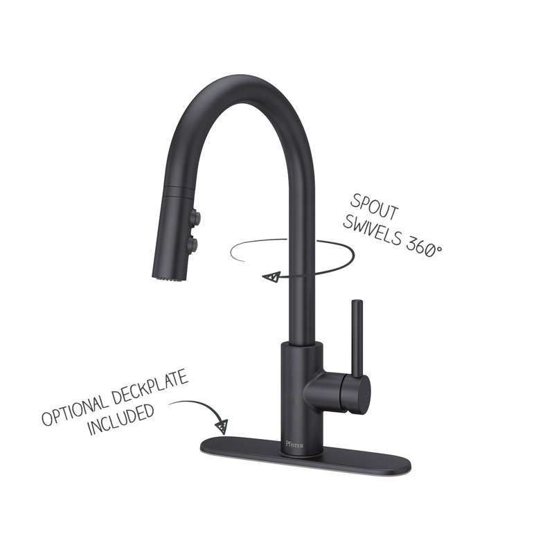 Stellen Pull Down Single Handle Kitchen Faucet, Matte Black