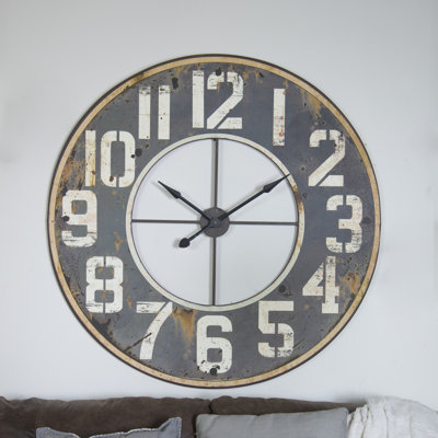 VIP Metal 48.43 in. Black Factory-Style Clock