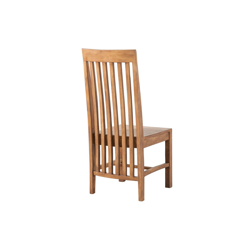 Toulouse 47cm H Solid Wood Slat Back Side Chair in White Lacquered/Beige Oiled, Beige Oiled