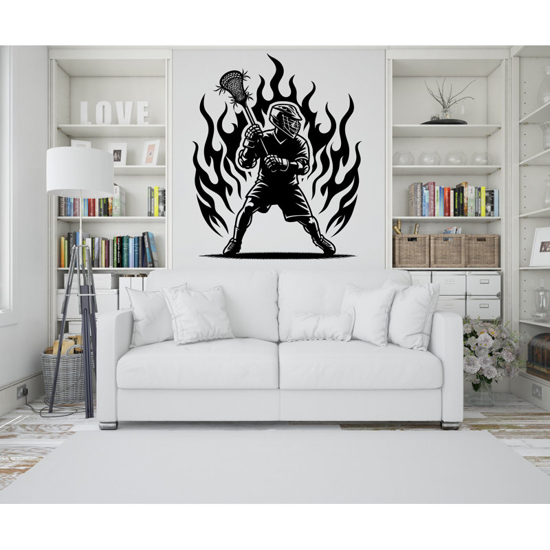 Adhésif décoratif joueur de lacrosse pour enfant, H 35 po x l 43 po