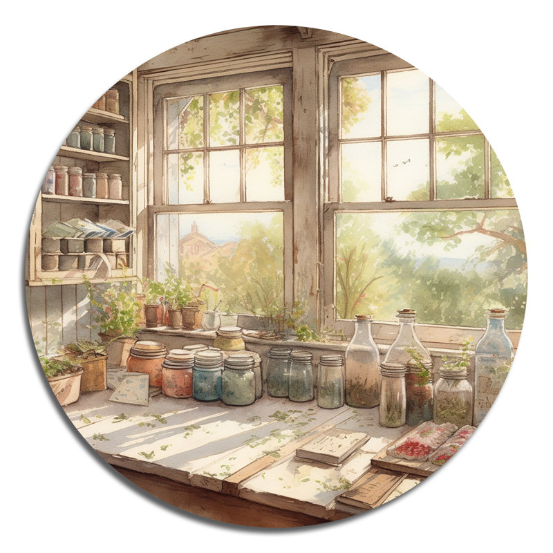 Old Farmhouse Kitchen V - charme campagnard rond en métal, H 36 po x l 36 po