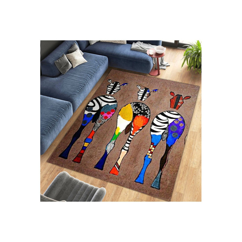 Tapis décoratif à motif de zèbres Northern Collection, Tapis de couloir 3 pi 3 po x 6 pi 7 po inclus