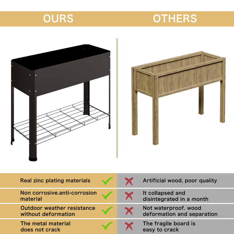 Assiya Metal Elevated Planter, Black