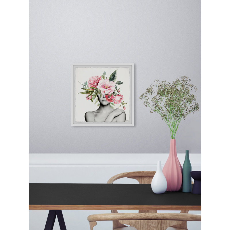 « roseing fleuri », reproduction encadrée, H 12 po x l 12 po x P 1,5 po