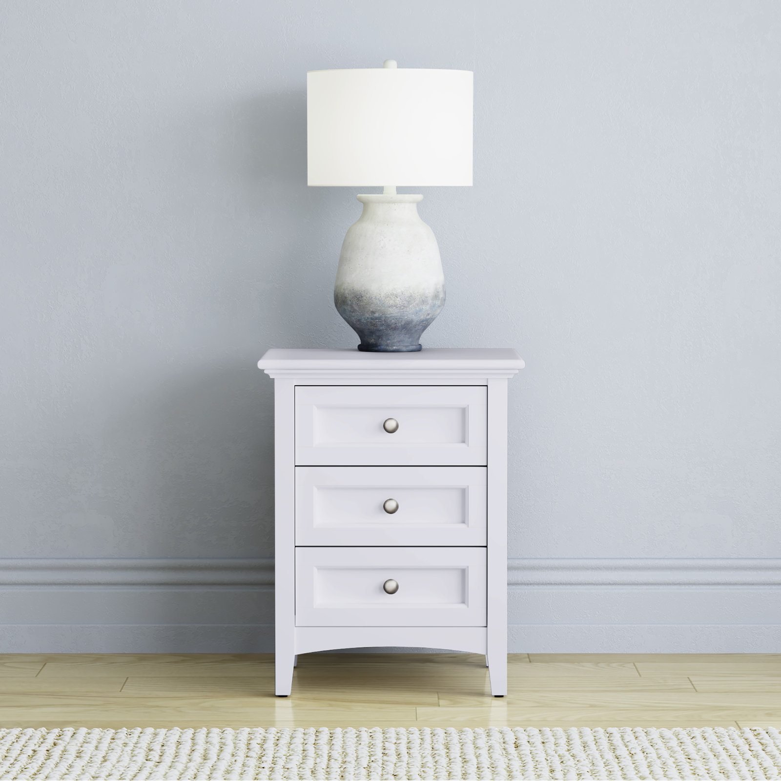 Melusina 3 - Drawer Nightstand, White